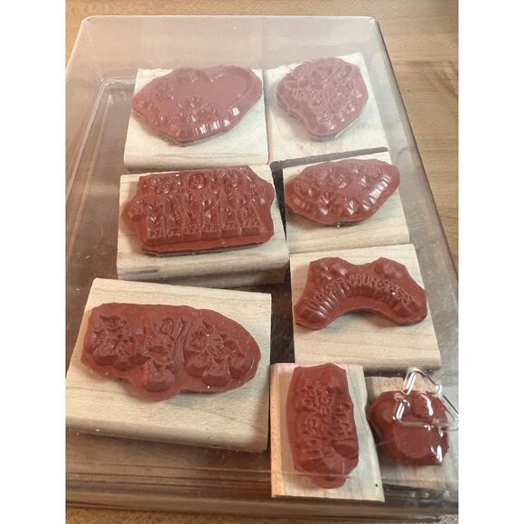 Stampin Up Collection of 8 Wood Rubber Stamps Bear Theme - Picture 7 of 7